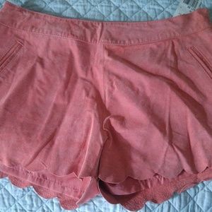 Pink camel suede shorts